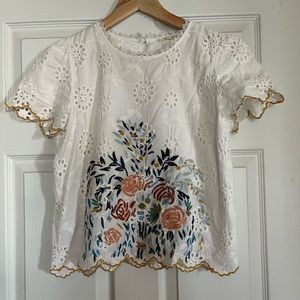 Eyelet embroidered top